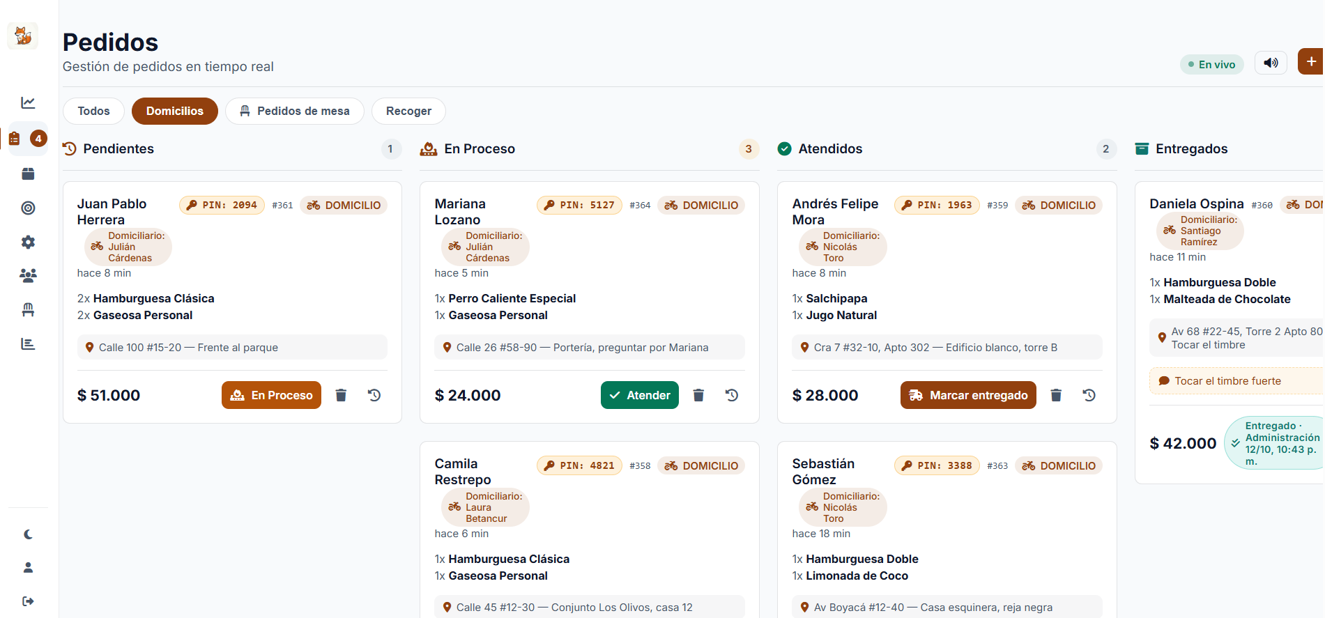 Seguimiento de domicilios en Fetcheat
