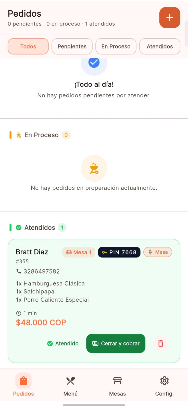 Cobrar y cerrar la mesa desde la app